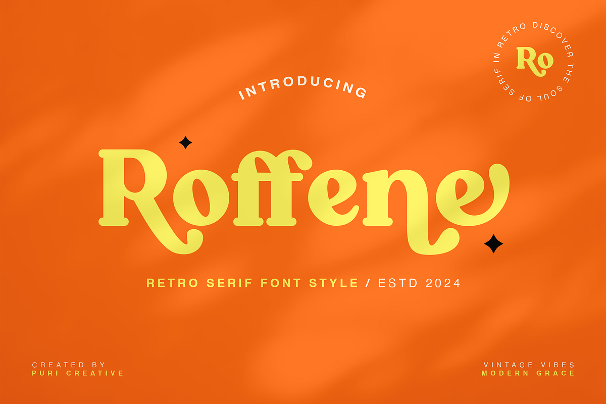 Roffene - Retro Serif Style Font, a Serif Font by PuriCreative (Photo 1 of 10)
