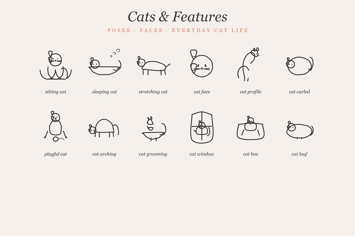 Cat Life Hand Drawn 67 Elements, an Animal Illustration by Art Club (Photo 4 of 7)