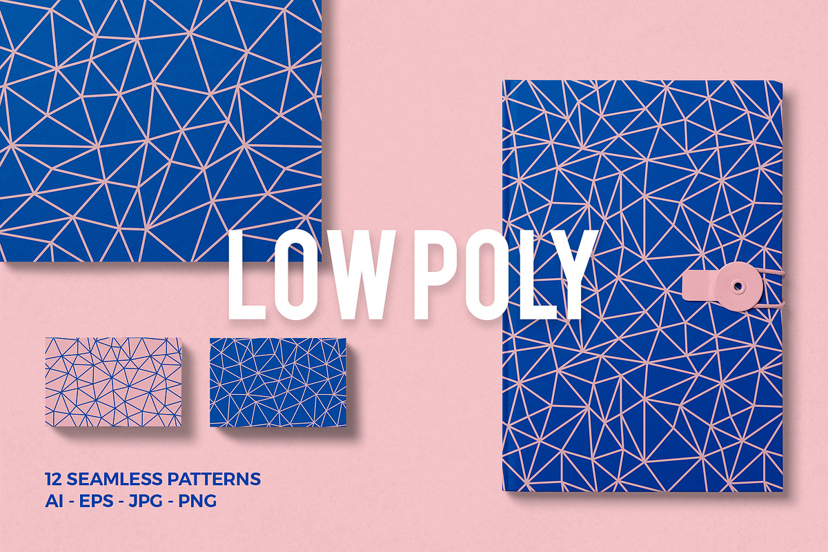 Low Poly Seamless Patterns, a Pattern Graphic by Abstracto-Create (Photo 1 of 6)