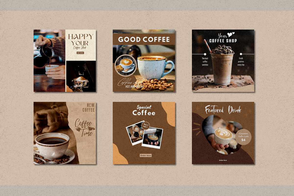 Aesthetic Coffe Shop Canva Template, a Social Media Template by Pixel Blend (Photo 2 of 4)