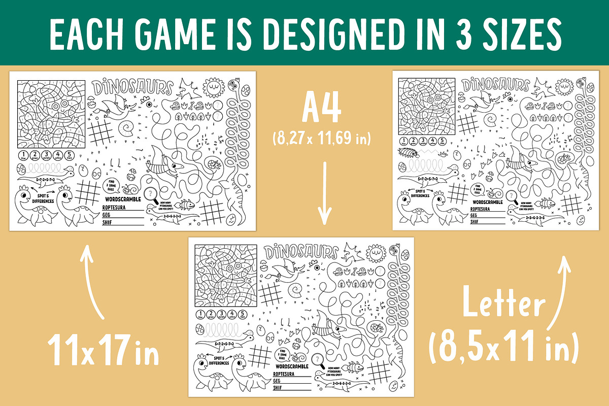 Dinosaur coloring activity play mats, an Education Illustration by Lexi Claus (Photo 5 of 6)