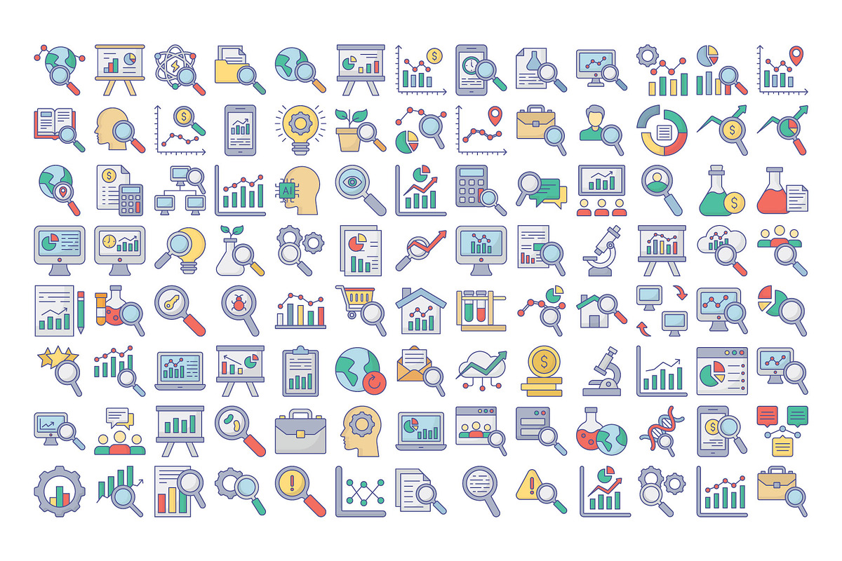 Research & Analysis Icon Pack, an Outline Icon by Vector Portal (Photo 5 of 5)