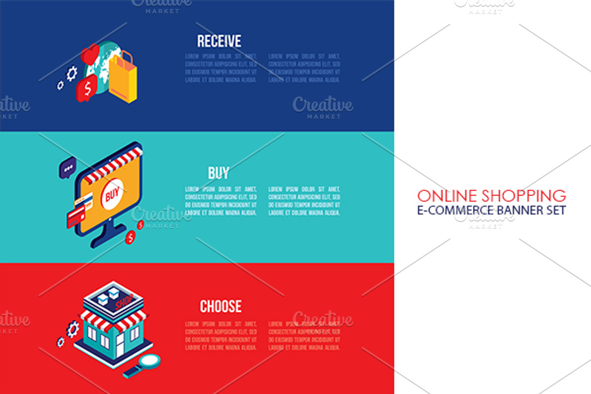 Online Shopping isometric banner set, a Technology Illustration by Anttoniu (Photo 2 of 5)
