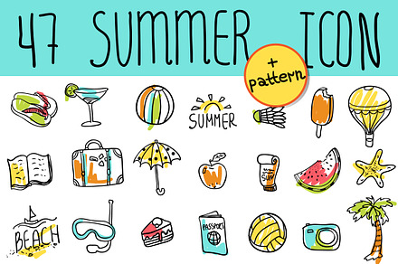 Summer & Travel doodle icon