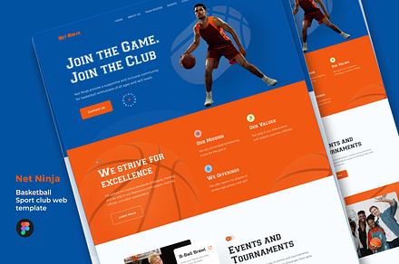 Basketball Sport club Landing page, a Landing Page Template by Sujun Baidyaa