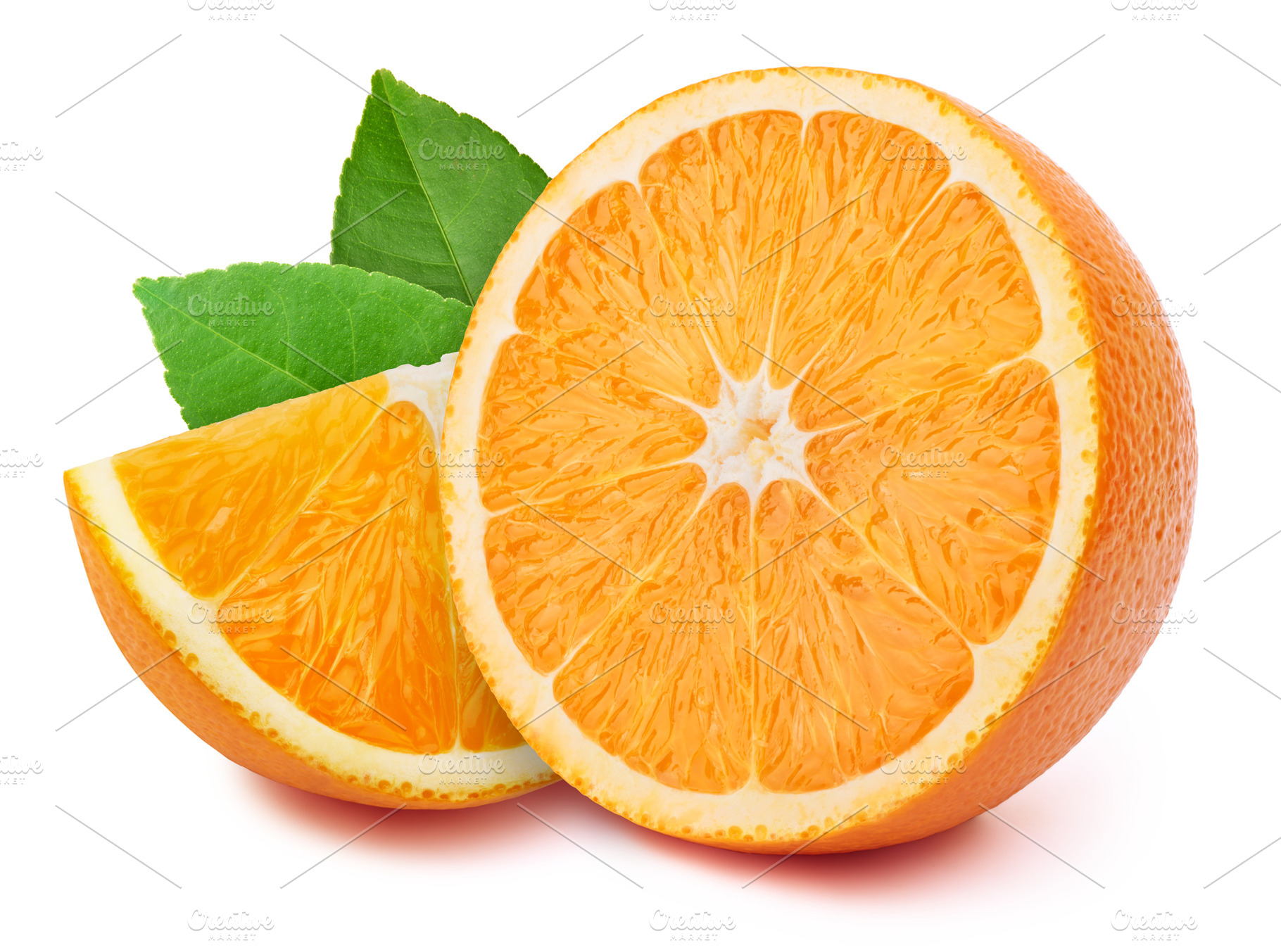 Orange slices isolated on white stock photo containing orange and half, a Food & Drink Photo by vmenshov