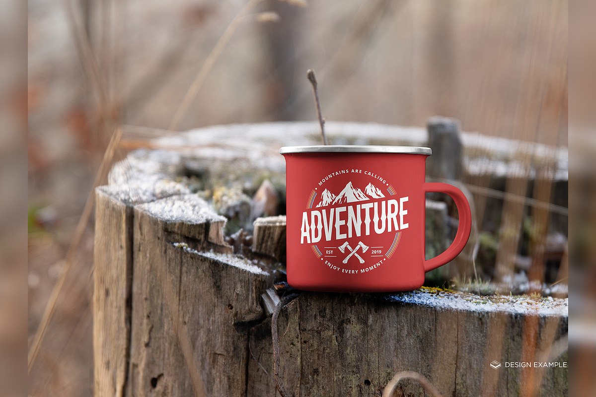 Enamel Mug on Scenes Mock-up, a Cups & Container Mockup by Branda Keeps (Photo 6 of 16)