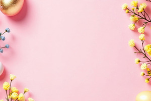 Pink Easter background with eggs, a Holiday Photo by Volff