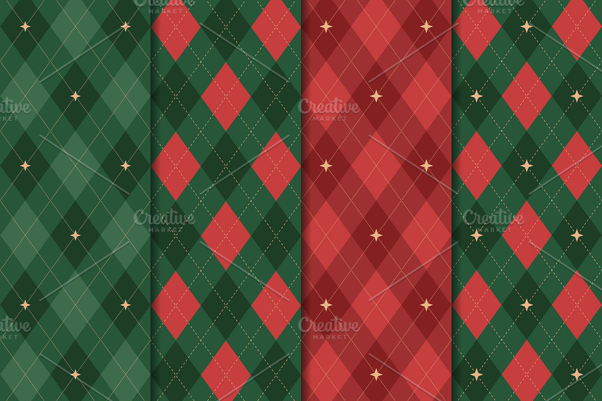 Christmas Rhombus Seamless Patterns, a Pattern Graphic by Elena Pimukova (Photo 1 of 5)