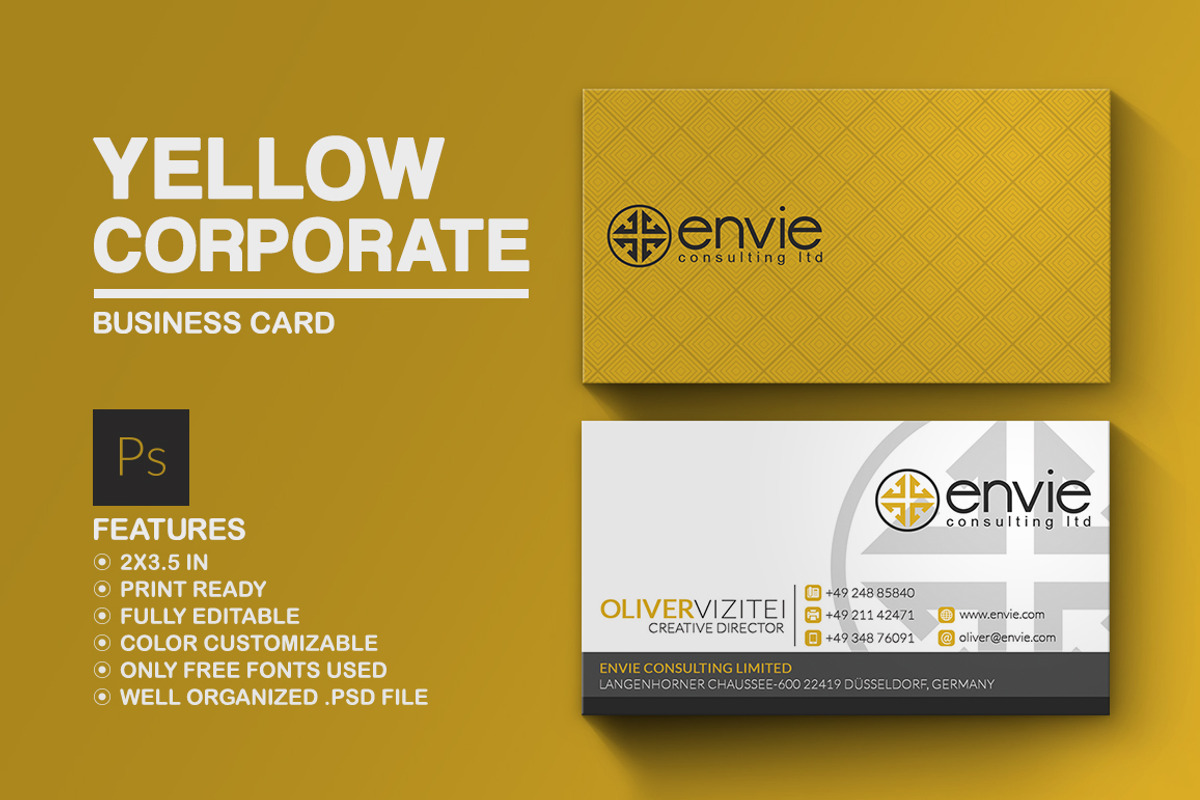 Yellow Corporate Business Card, a Business Card Template by Marvel (Photo 1 of 6)