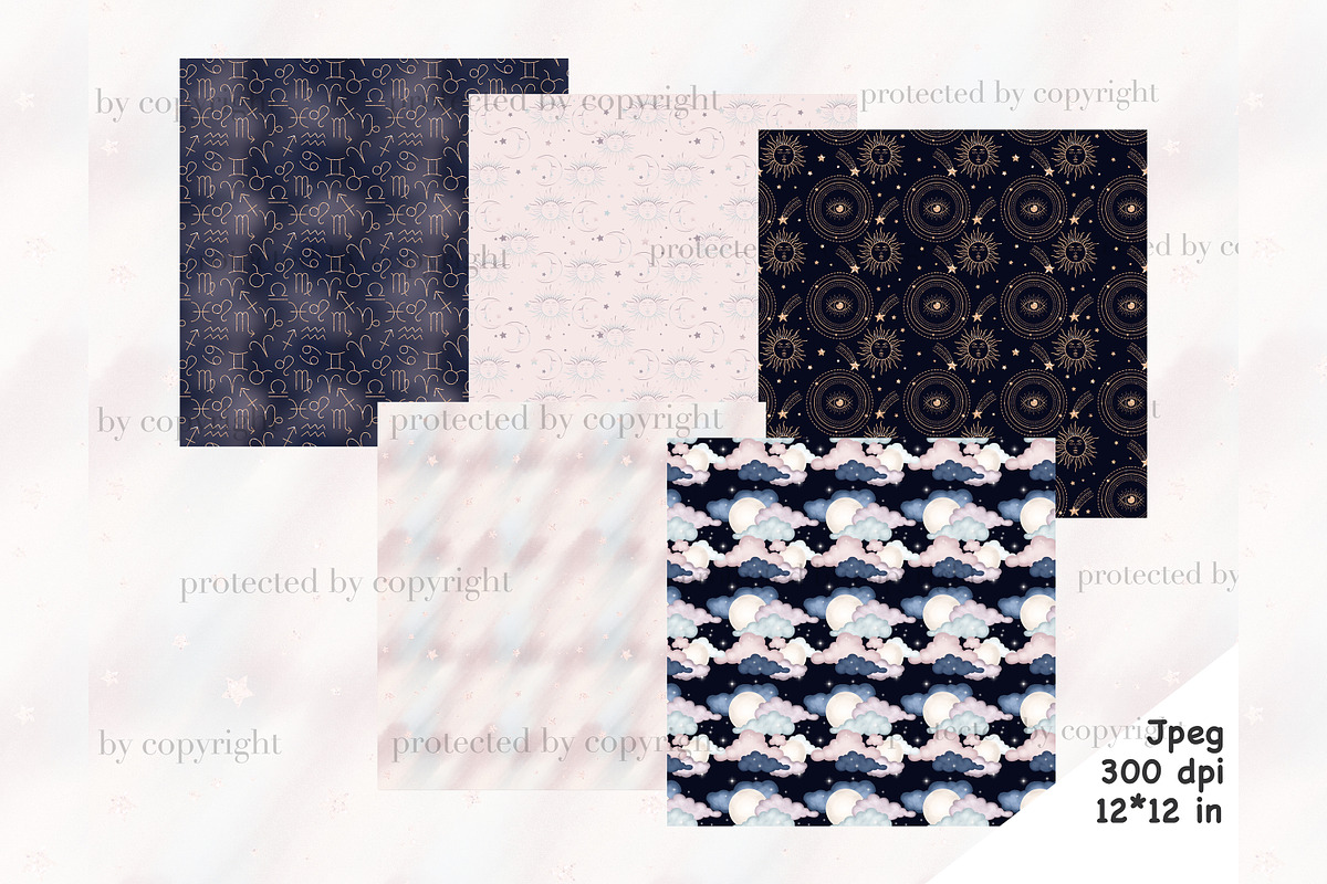 Moon Pattern, a Pattern Graphic by GlamArtZhanna (Photo 2 of 4)