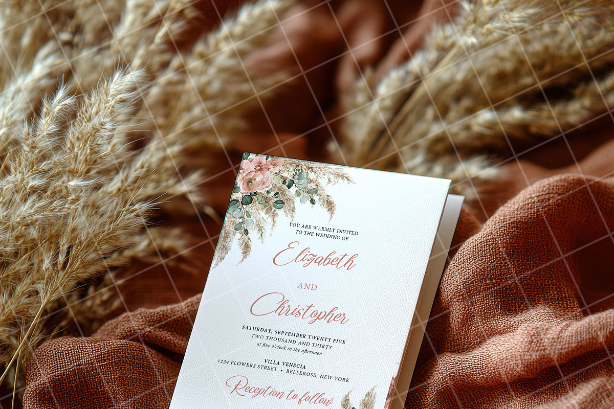 Boho 5x7 Invitation card mockup PSD, an Advertising Mockup by Blush Roses Print (Photo 3 of 8)