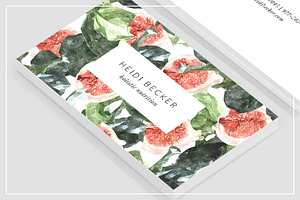 Watercolor Fig Pattern Business Card