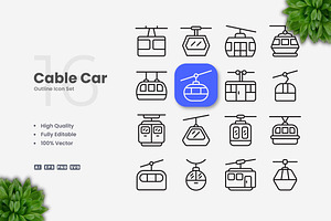 Cable Car Outline Icons, an Outline Icon by Upnowgraphic