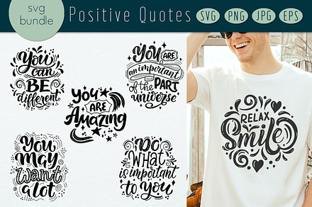 Positive Quotes Bundle, a Graphic by rinaletters