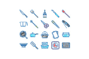 cookware kitchen cooking food icons, an Object Illustration by pikepicture
