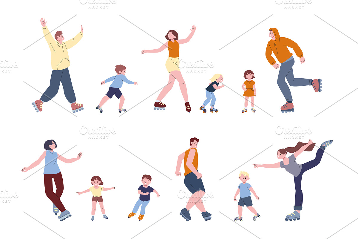 People roller skating. Seasonal, a Sport Illustration by Valerie Bodnar