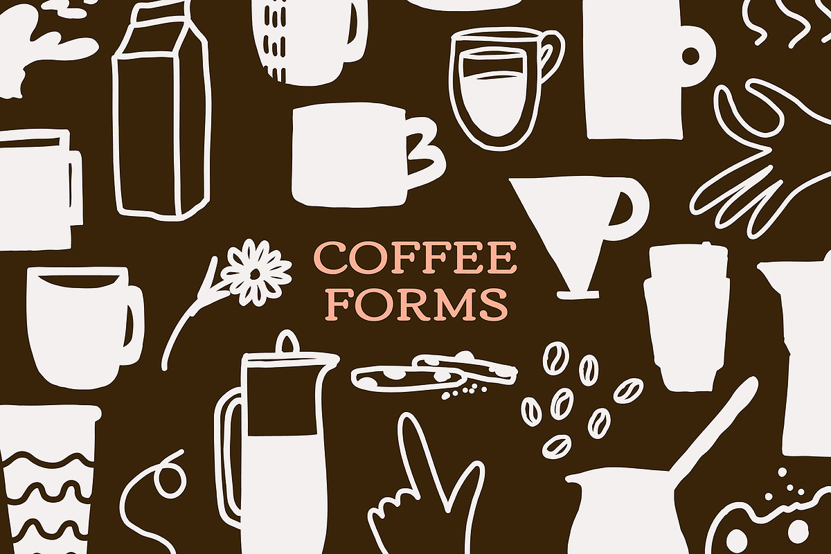 200+ COFFEE CLIPARTS, HAND DRAWN SET, a Food Illustration by JuDesign (Photo 1 of 20)