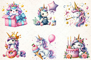 Kawaii Unicorn Party Clipart Bundle, an Illustration by DreamCafeArt (Thumbnail 3 of 7)