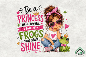 Cute Frog Princess Girl Sublimation, a Seasonal Illustration by Craft Nest