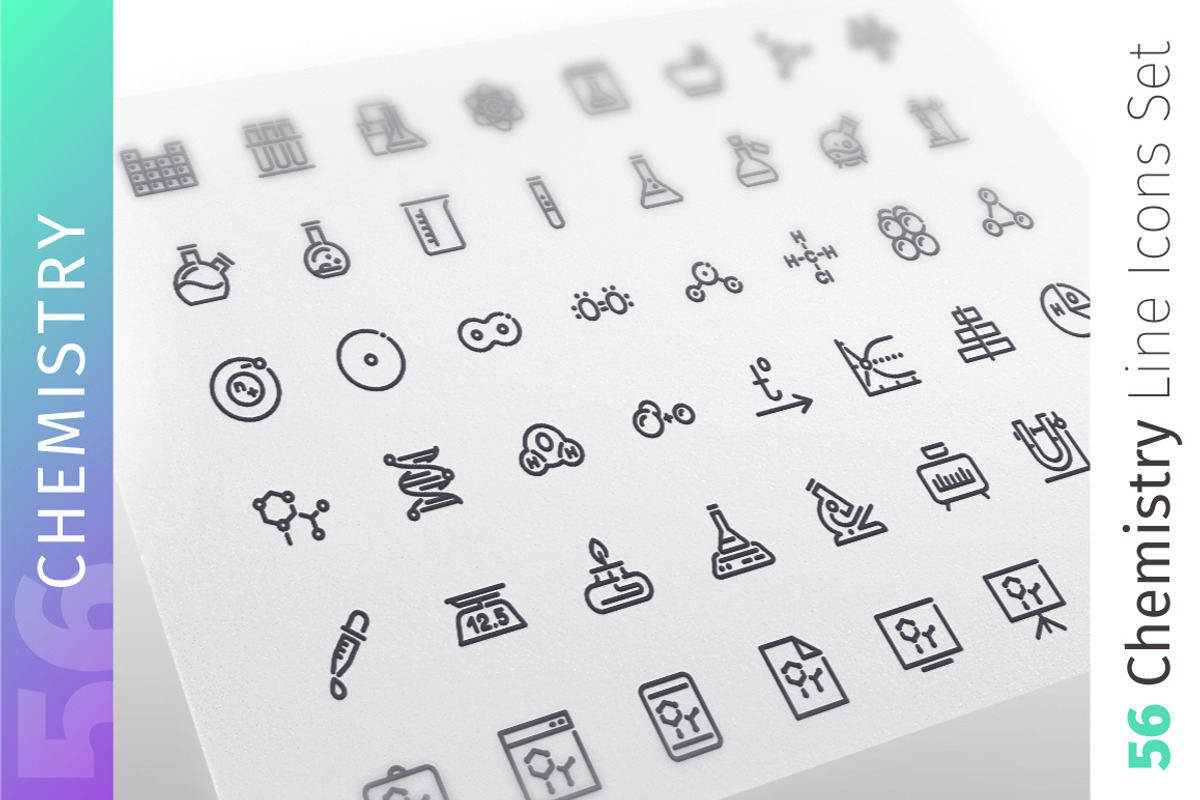 Chemistry Line Icons Set, an Outline Icon by Voysla's Shop (Photo 1 of 4)