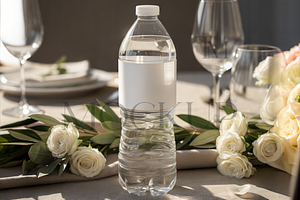 Elegant Water Bottle Mockup on Table, a Product Mockup by TatiMockup
