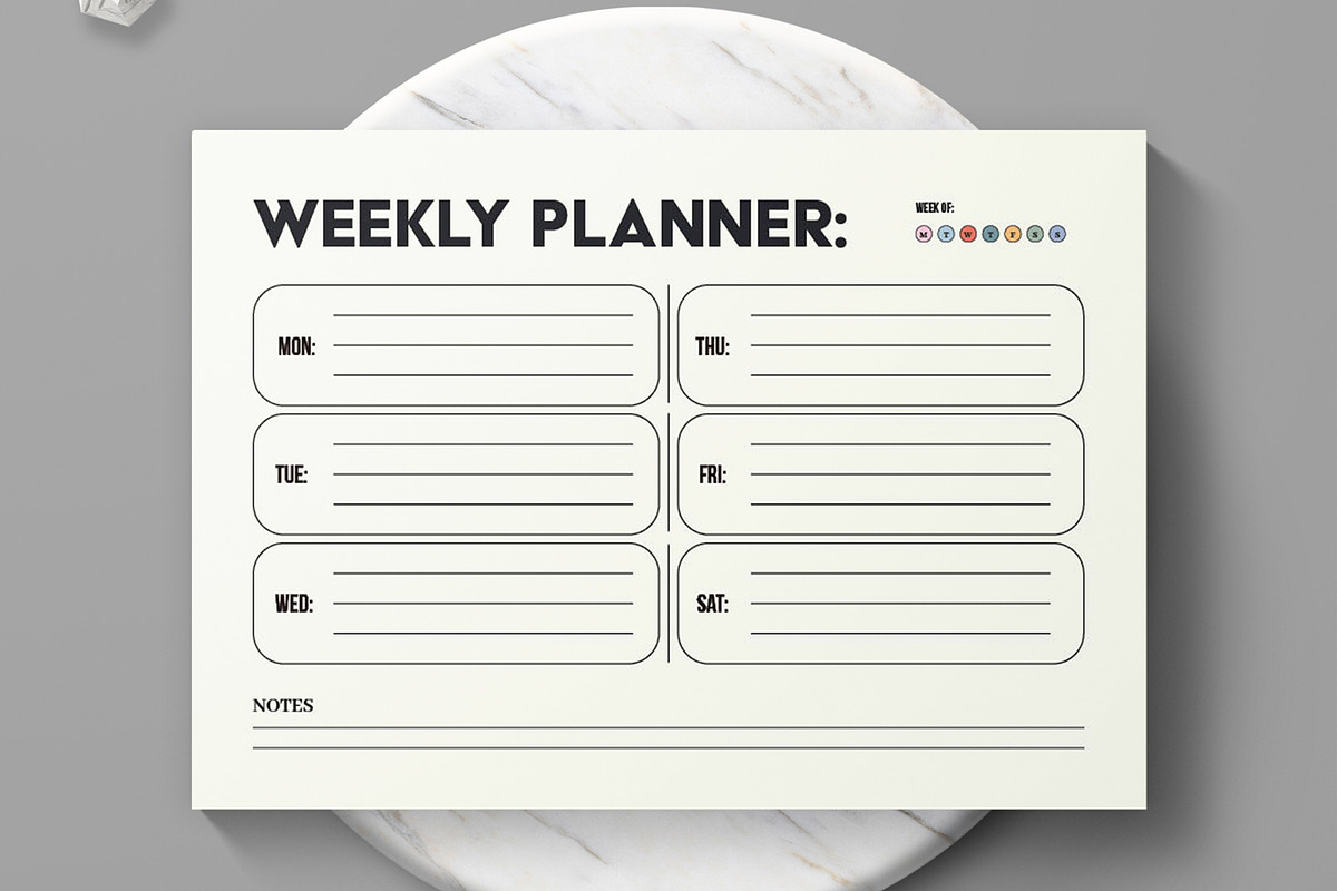 Clean Weekly Planner Template Design, a Stationery Template by MightyDesign (Photo 2 of 6)
