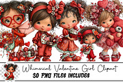 Whimsical Valentine Girl Clipart, an Illustration by DreamArtGraphic (Thumbnail 1 of 4)