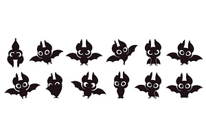 Cartoon black bats. Isolated bat, an Animal Illustration by LadadikArt