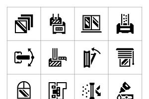 Set icons of modern window, a Solid Icon by motorama