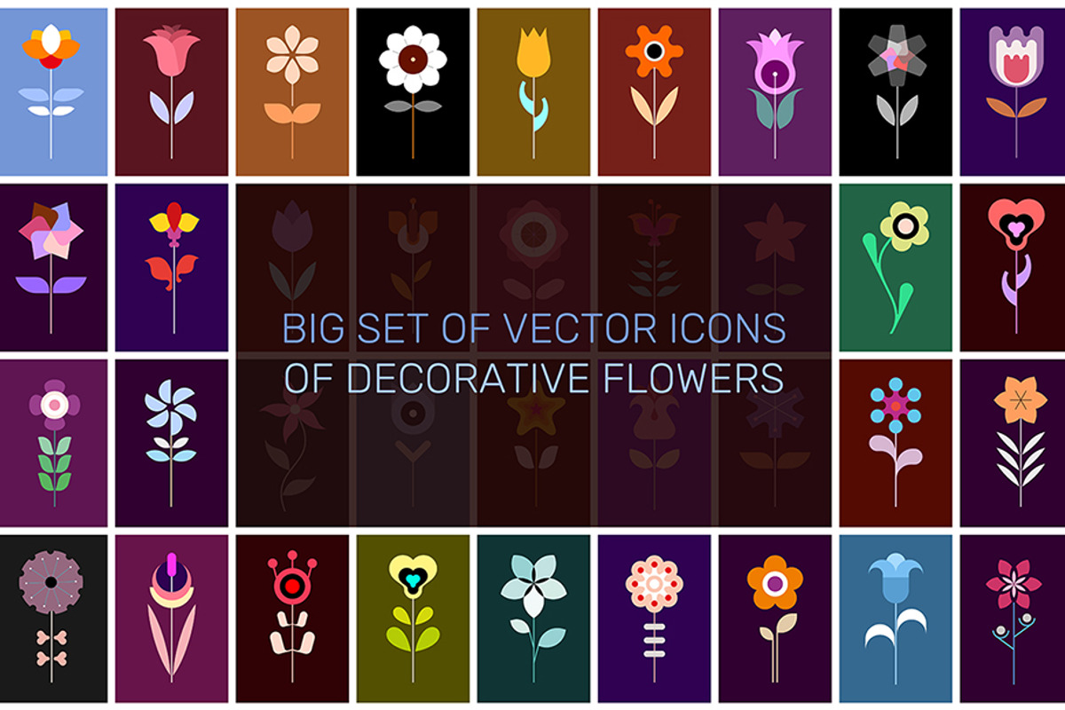 Flower Vector Icon Set, a Solid Icon by danjazzia (Photo 1 of 2)