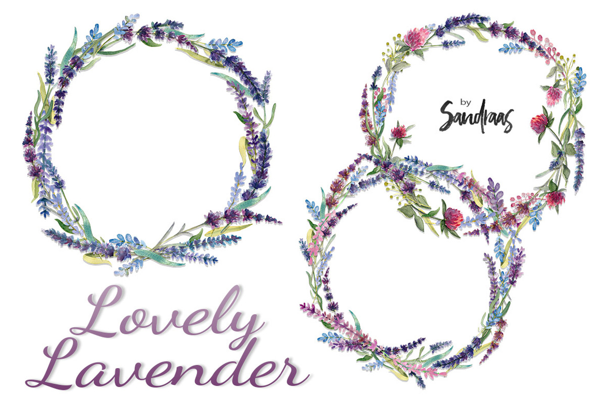 Watercolor lavender clip art, an Illustration by SandraGraphicDesign (Photo 3 of 5)