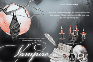 Vampire Watercolor Clipart Set, an Object Graphic by ArtCreationsDesign
