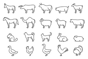 Linear farm and domestic animals, an Animal Illustration by winwin.art