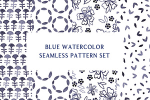 Watercolor Seamless Pattern Set
