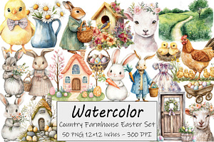 Country Farmhouse Easter Clipart, an Illustration by Design Market