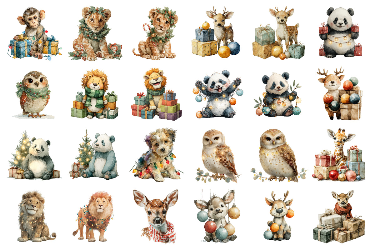 Funny Christmas Animals PNG, an Illustration by SinaCreation (Photo 2 of 7)