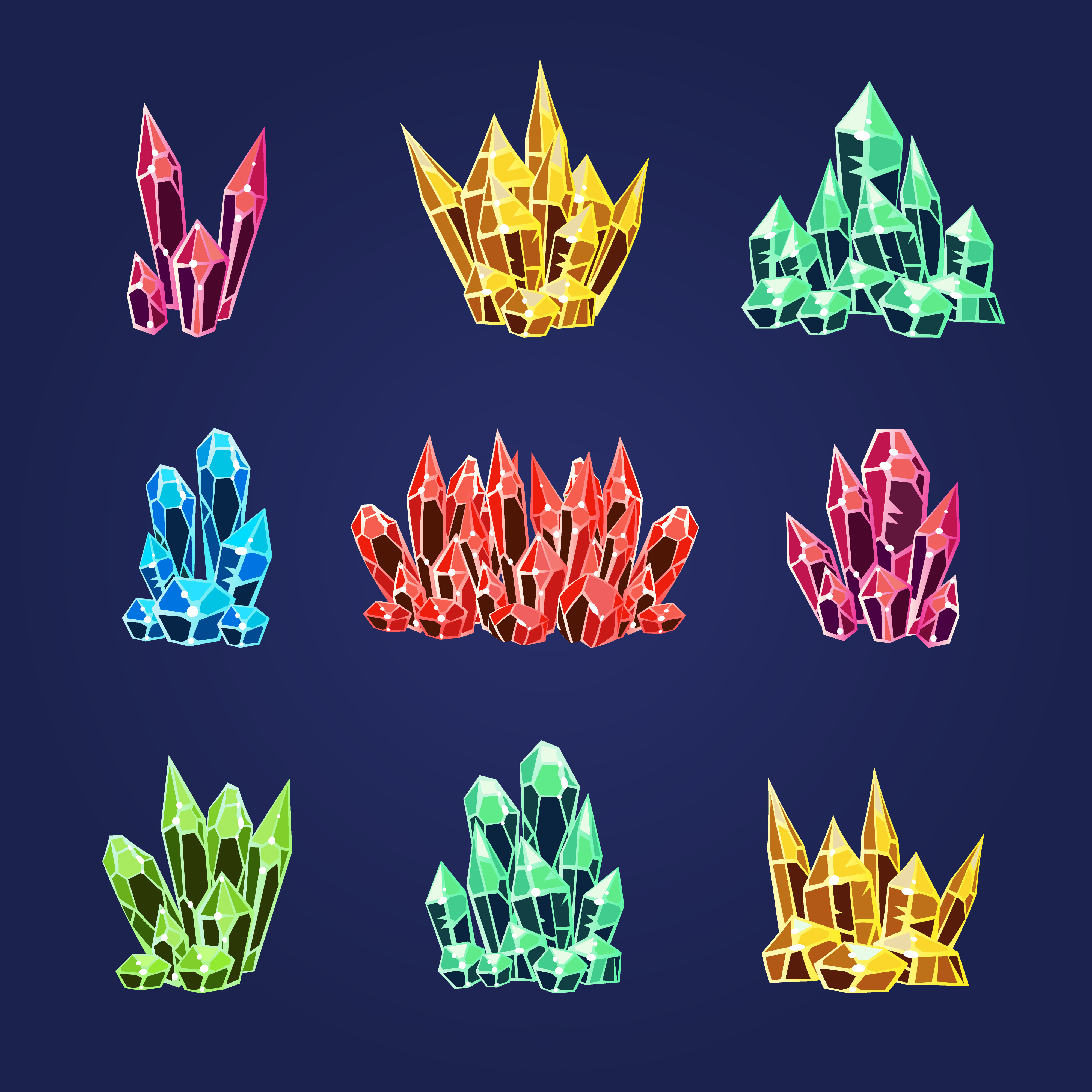 Magic Crystals Icons Textures, a Texture Illustration by TopVectors