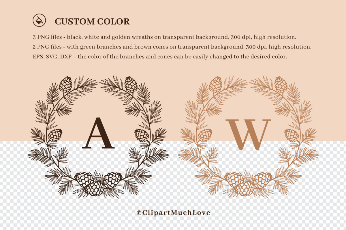 Christmas Wreath, Winter Monogram, an Object Graphic by ClipartMuchLove (Photo 2 of 8)
