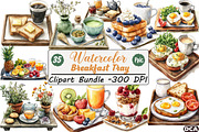 Watercolor Breakfast Tray Clipart, an Illustration by DreamCafeArt (Thumbnail 1 of 7)