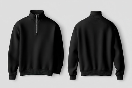 Black quarter zip sweater mockup, a Photo by Pavel_design