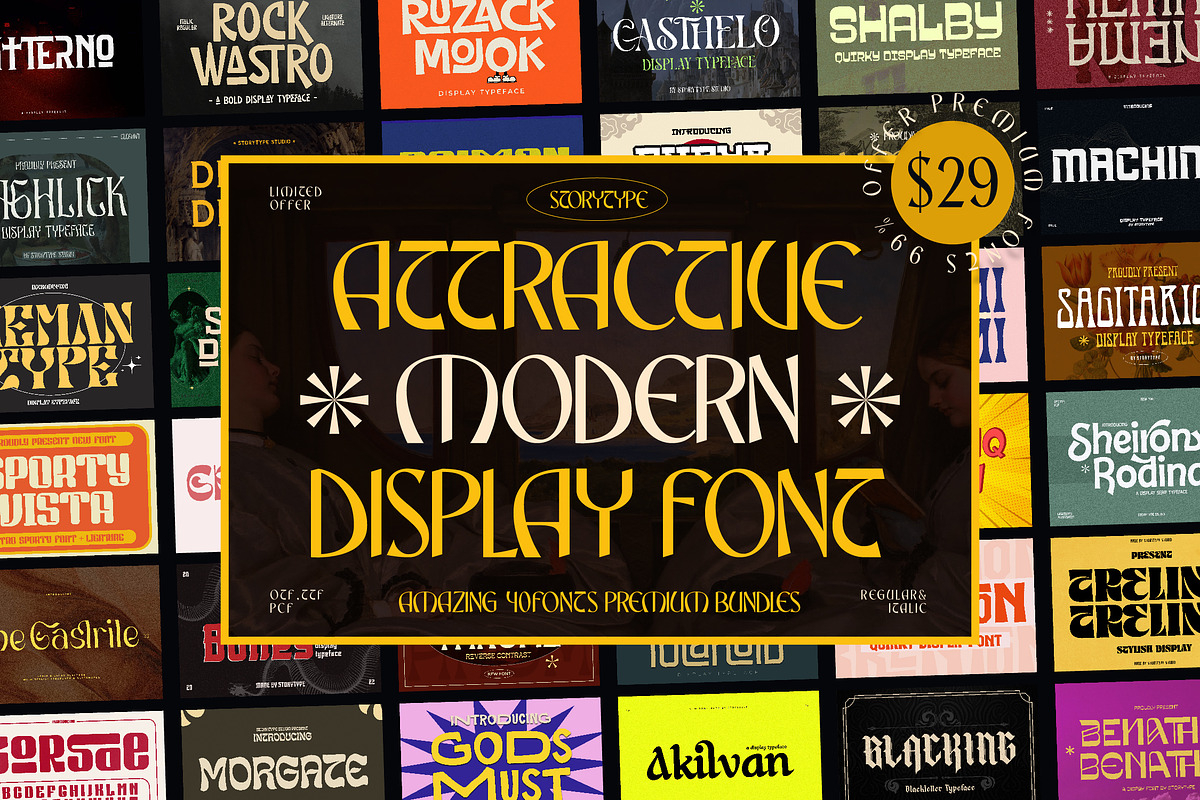 SALE! Attractive Modern Display Font, a Serif Font by Storytype Studio (Photo 1 of 41)