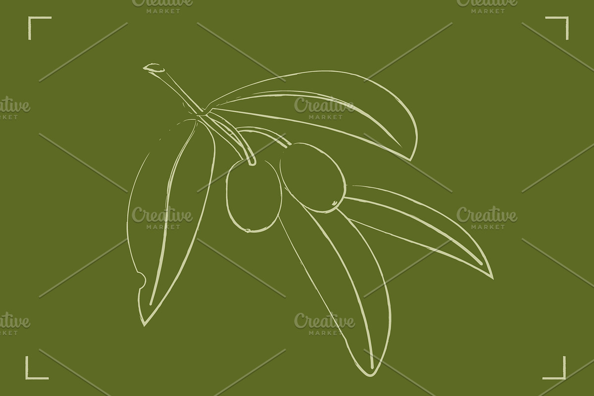 OLIVE LINE ART SET (10 elements), a Food Illustration by Bonfloret Studio