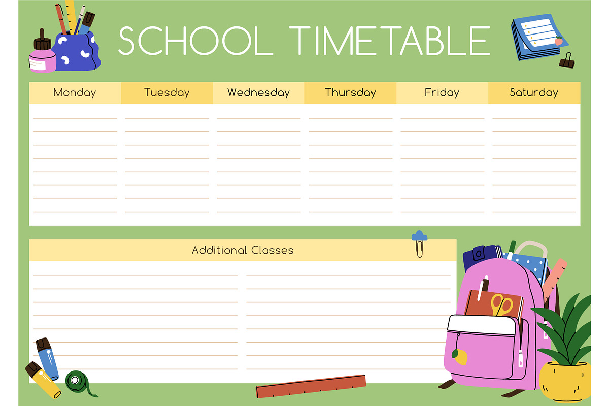 School timetable, lessons schedule, an Education Illustration by Good Studio (Photo 2 of 6)