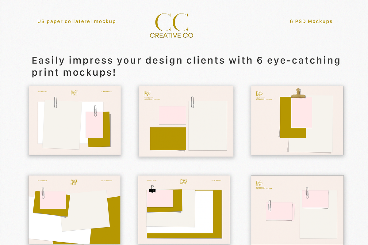 US Paper Collateral Mockup, a Marketing Template by CC CREATIVE CO (Photo 3 of 8)