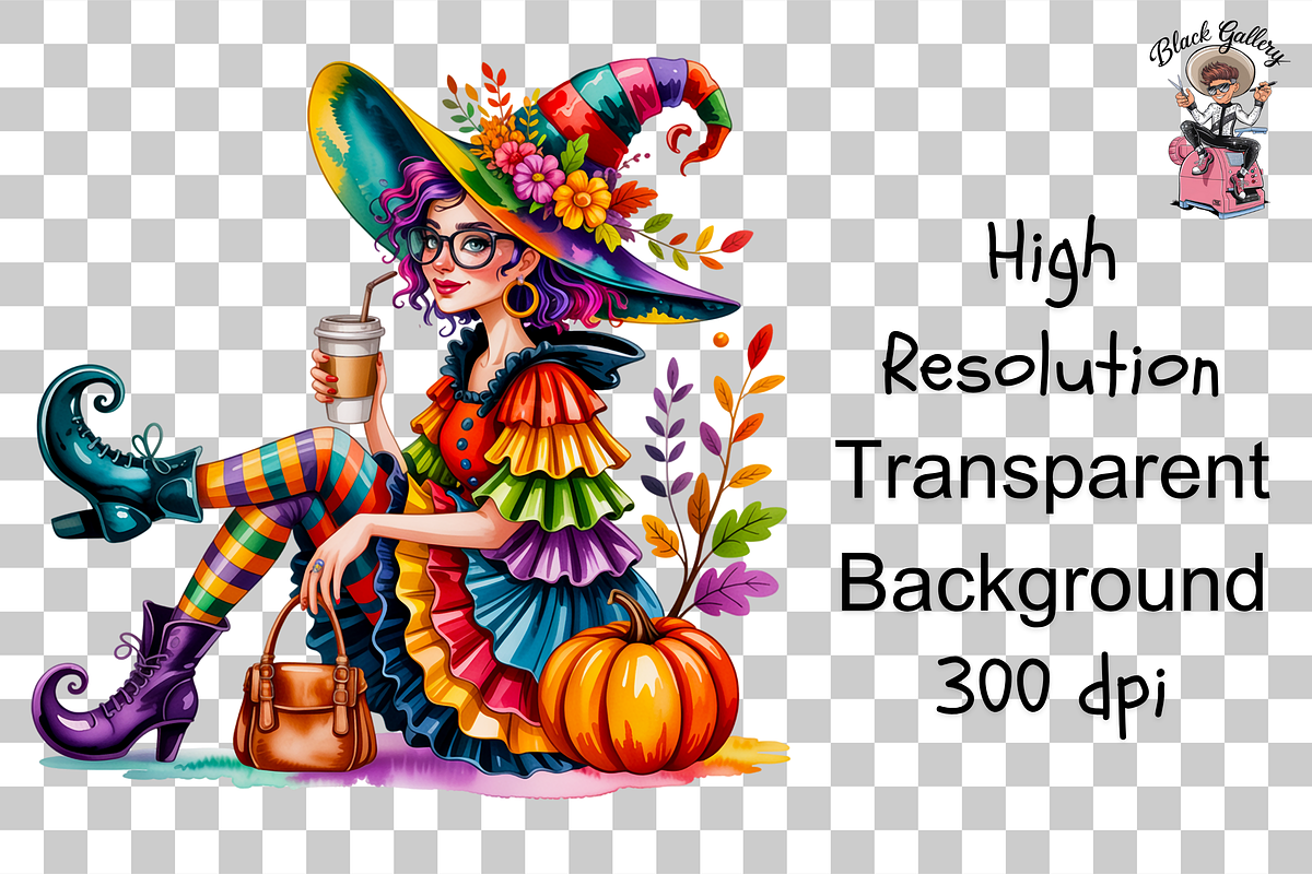Halloween Witch PNG Clipart Bundle, a Graphic by Clipart Studio (Photo 11 of 11)