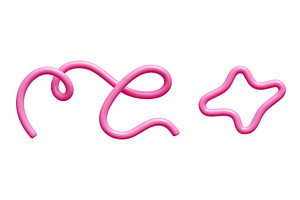 Pink 3d doodle line elements with, an Illustration by YuliiaOsadcha