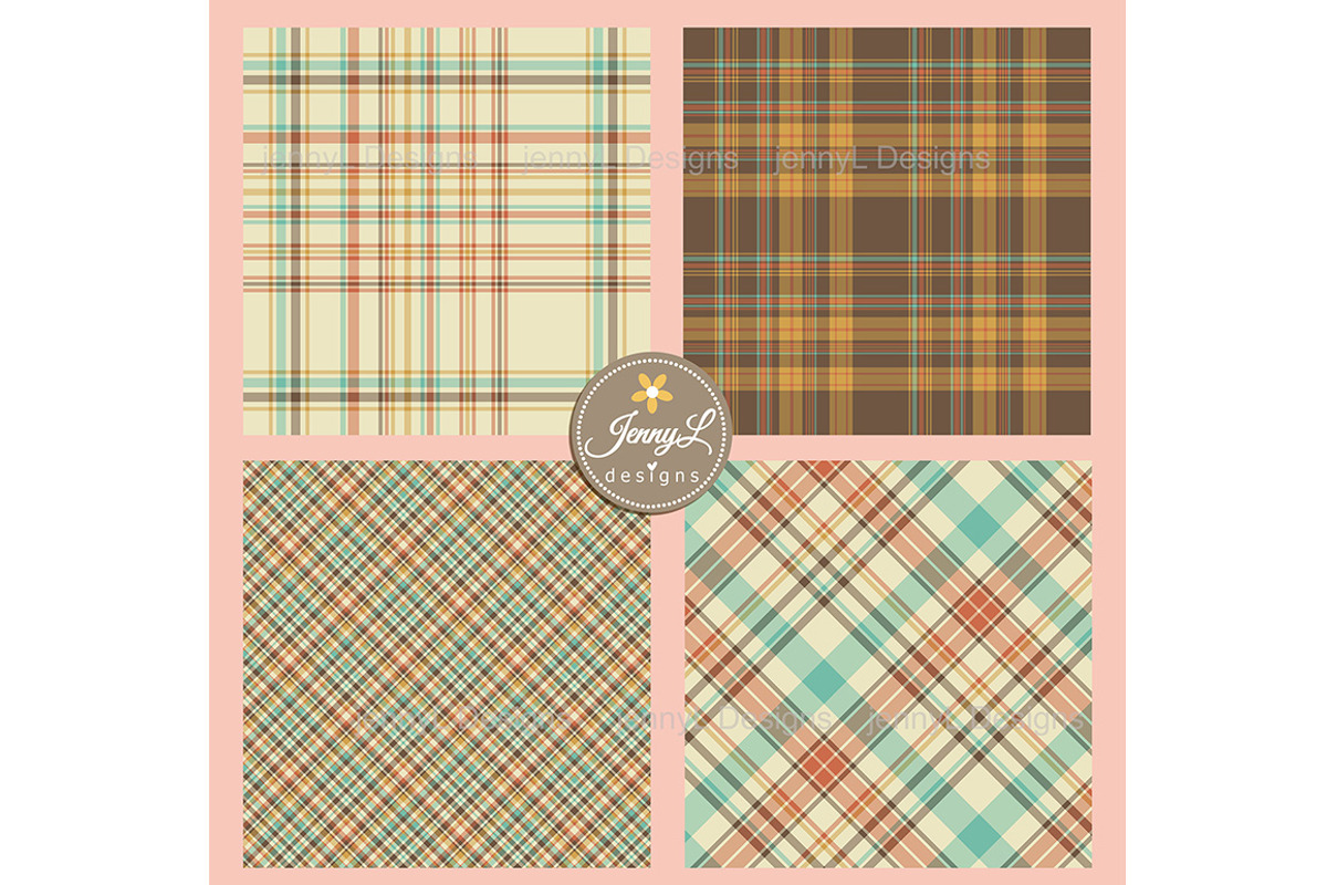 Retro Vintage Plaids Digital Papers, a Pattern Graphic by JennyL Designs (Photo 3 of 4)