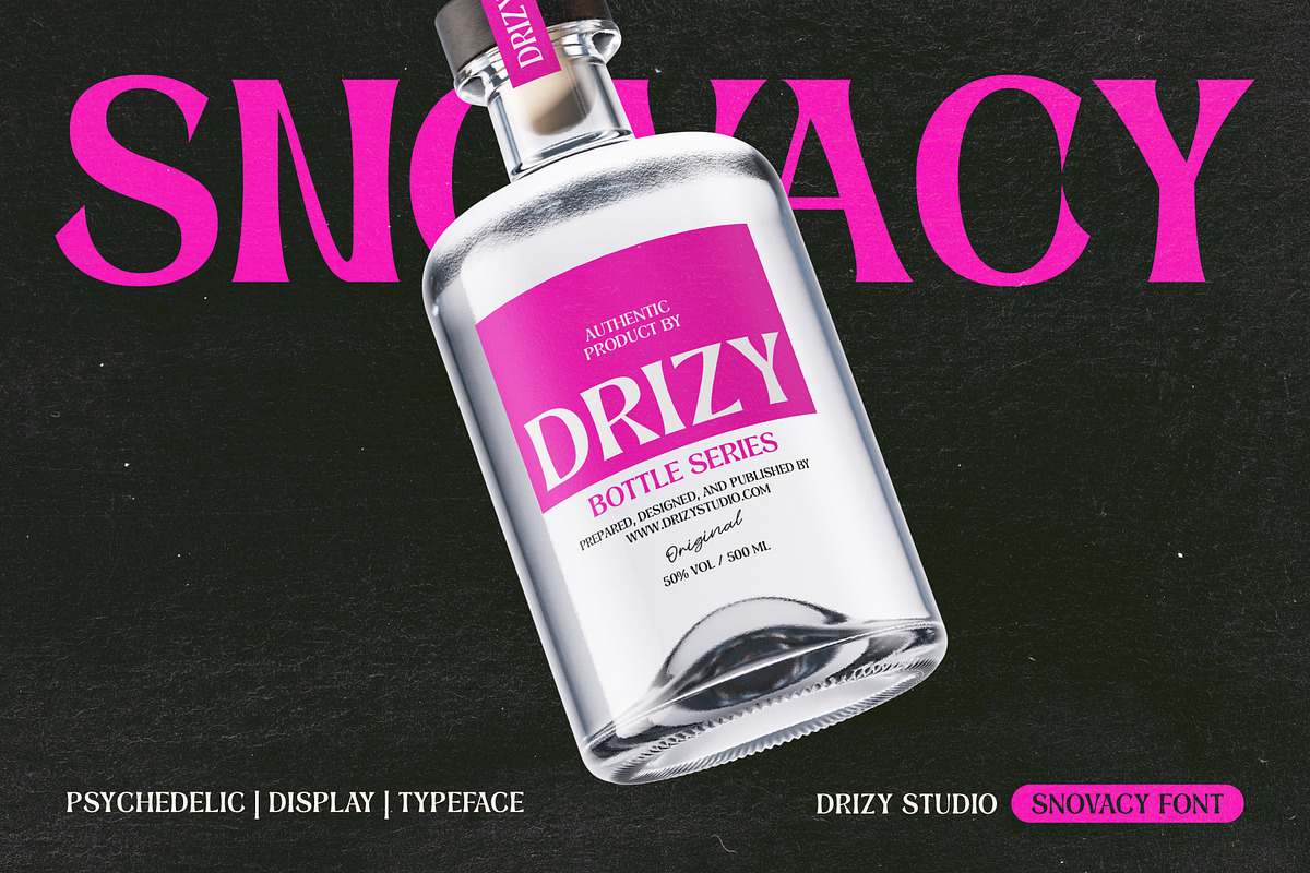 Snovacy - Psychedelic Display Font, a Sans Serif Font by Drizy (Photo 9 of 10)