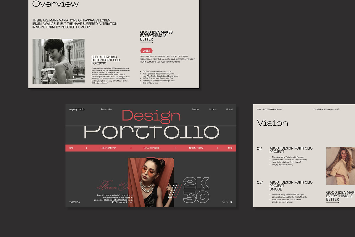 Design Portfolio Presentation, a Presentation Template by evgenystudio